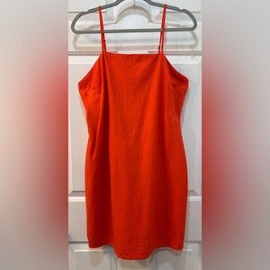 Japna Strappy Linen Infused Mini Dress Sz XL Orange Smocked Back Summer Boho